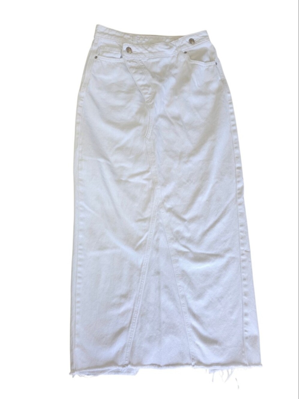 Zara White Maxi Denim Skirt with Front Panel Detail